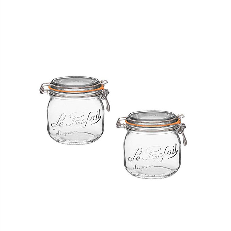 Clear Round Glass Jar With Clip Top And Seal