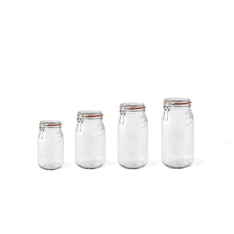 Clear Round Glass Jar With Clip Top And Seal