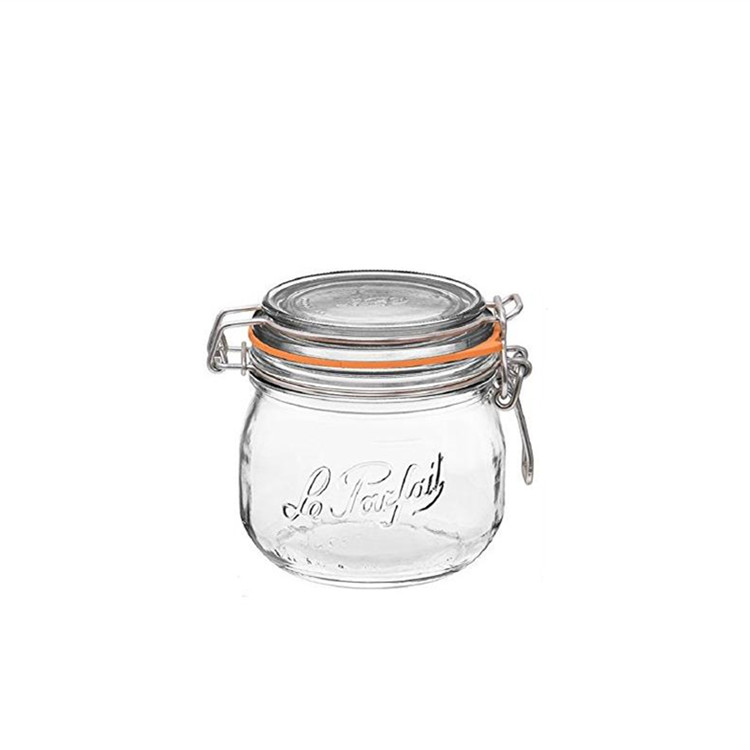 Clear Round Glass Jar With Clip Top And Seal