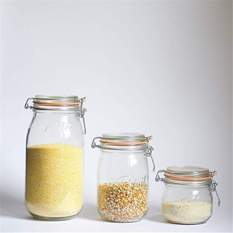 Clear Round Glass Jar With Clip Top And Seal