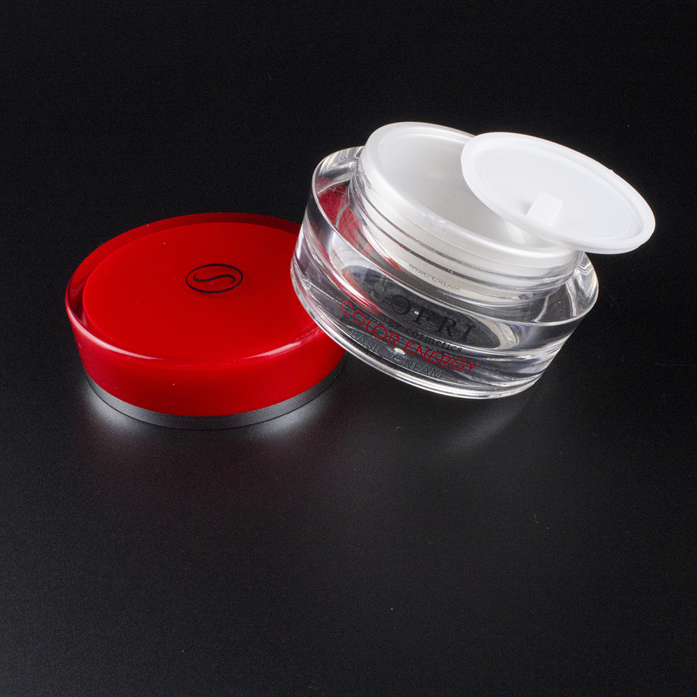 Clear Round JA30A Cosmetic Jar,15g 30g 50g Acrylic Jar with Red Cap