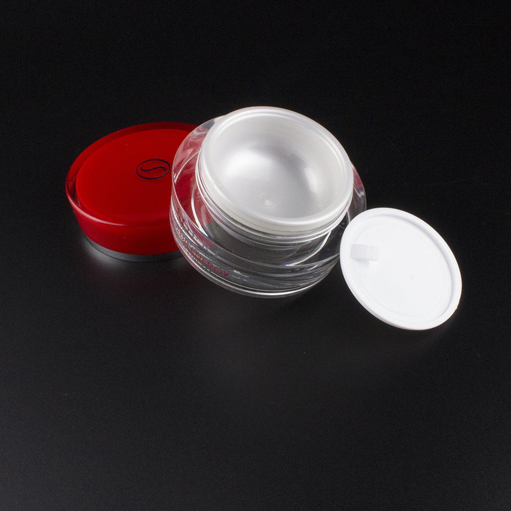 Clear Round JA30A Cosmetic Jar,15g 30g 50g Acrylic Jar with Red Cap