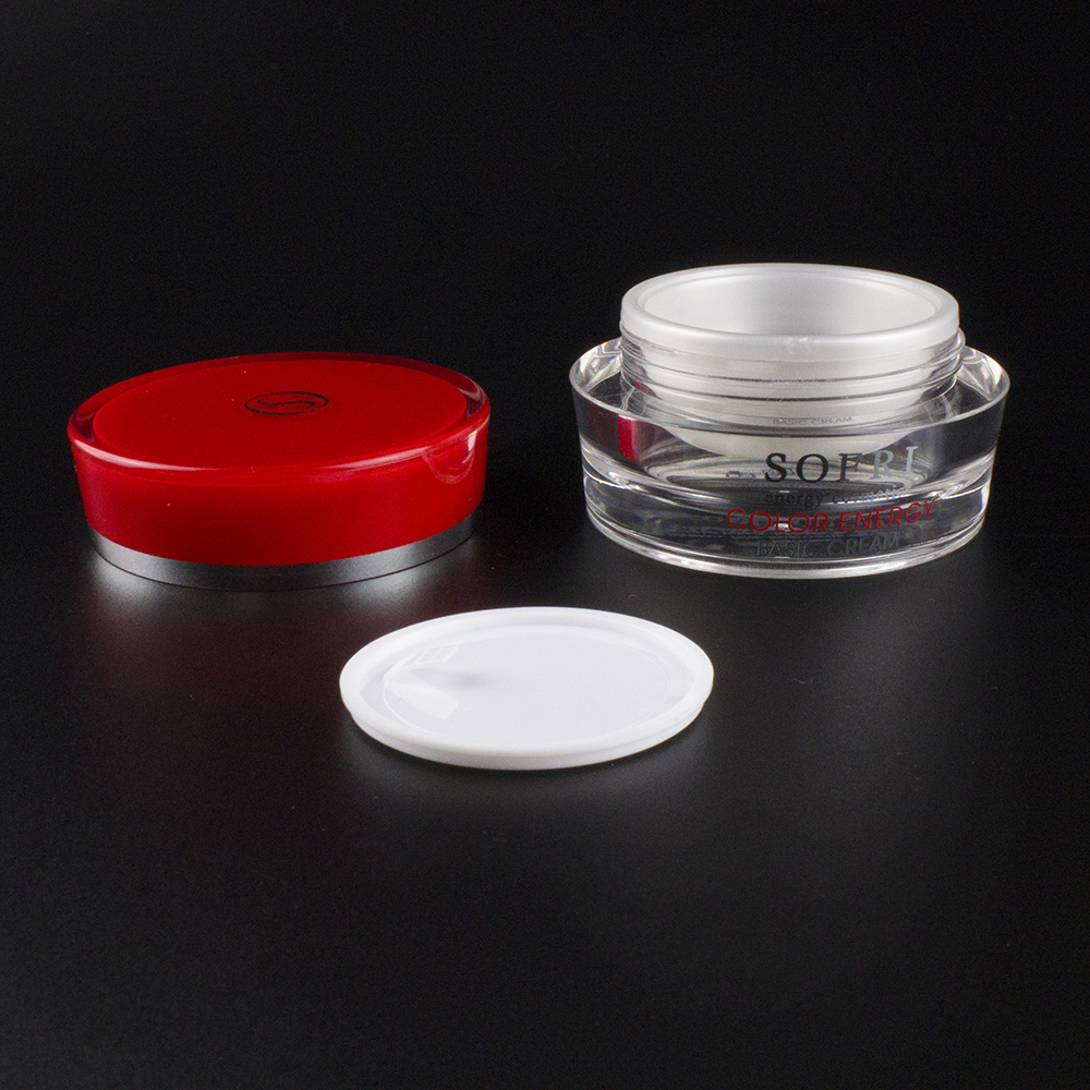 Clear Round JA30A Cosmetic Jar,15g 30g 50g Acrylic Jar with Red Cap