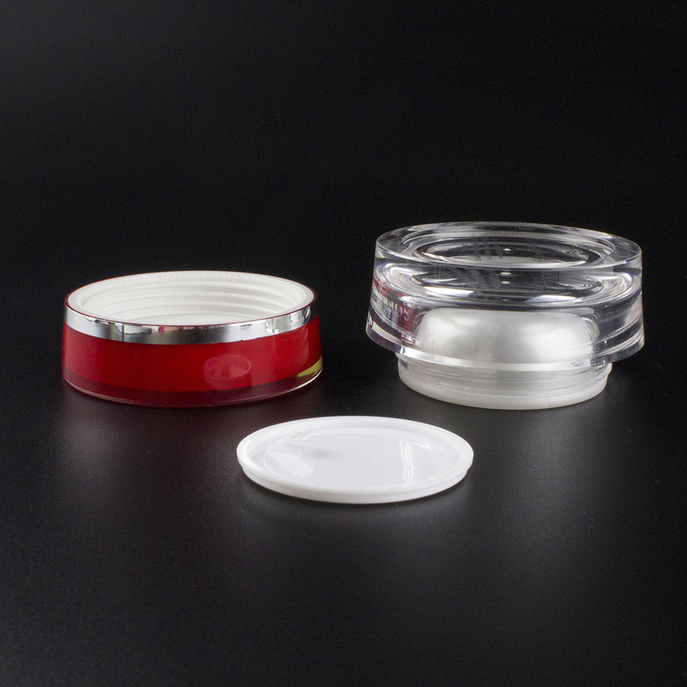 Clear Round JA30A Cosmetic Jar,15g 30g 50g Acrylic Jar with Red Cap