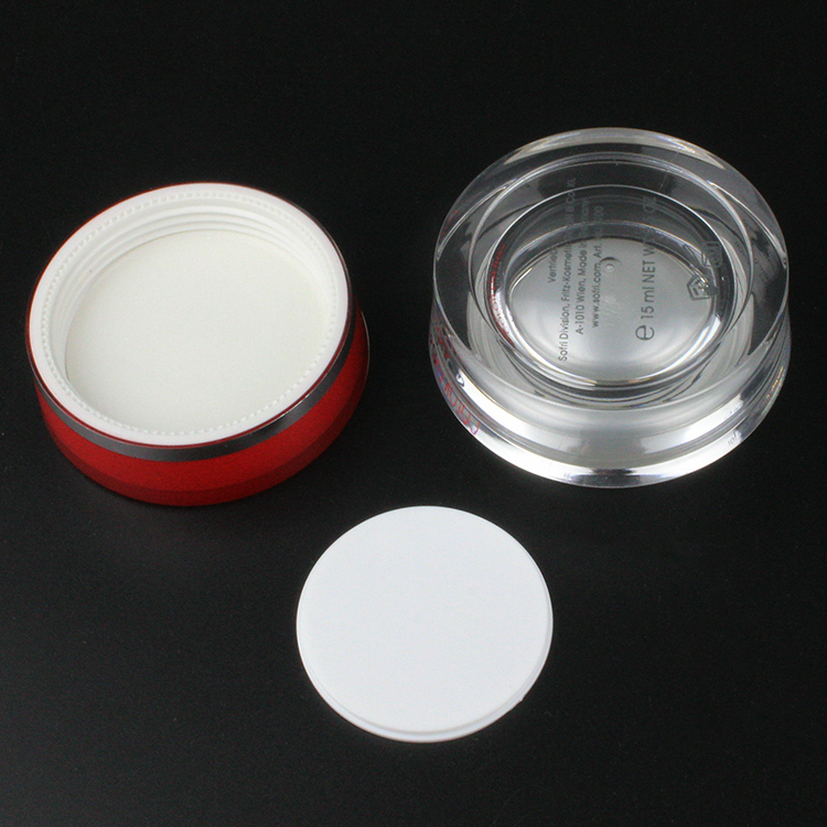 Clear Round JA30A Cosmetic Jar,15g 30g 50g Acrylic Jar with Red Cap