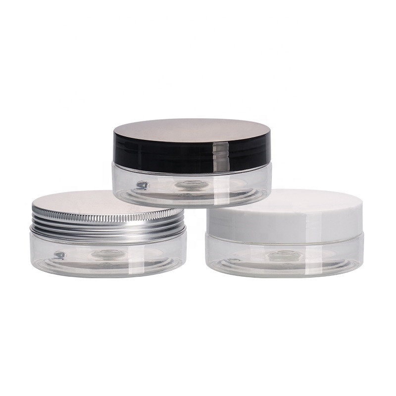 Clear Round PET Plastic Cream Jar with Silver Aluminum Lid 100ml 200ml 300ml 400ml 500ml 800ml 1000ml