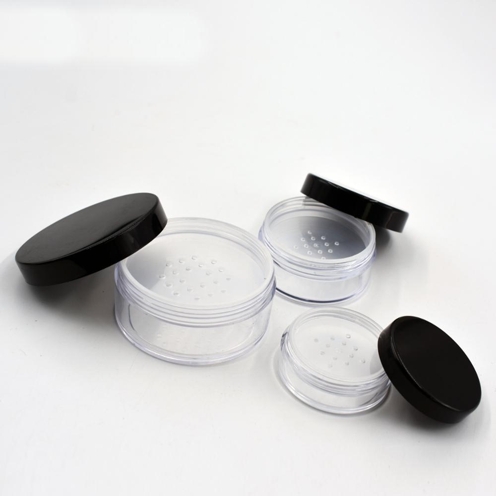 Clear Round Plastic Cosmetic Sifter Jar Packaging with Cap