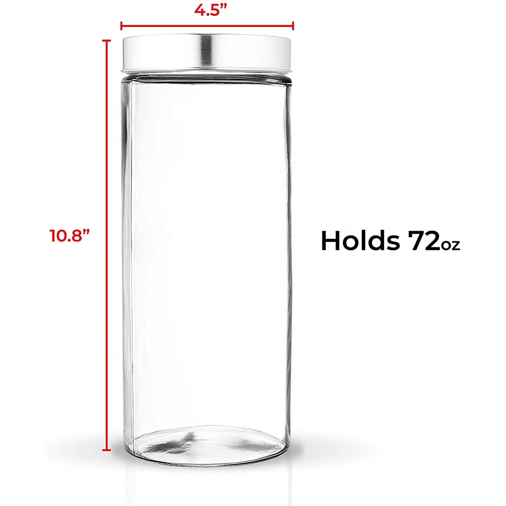 Clear Round Shape Glass Snack Sugar Tea Bottle Glass Food Storage Jar Set Kitchen Canister with Airtight Cork Lid