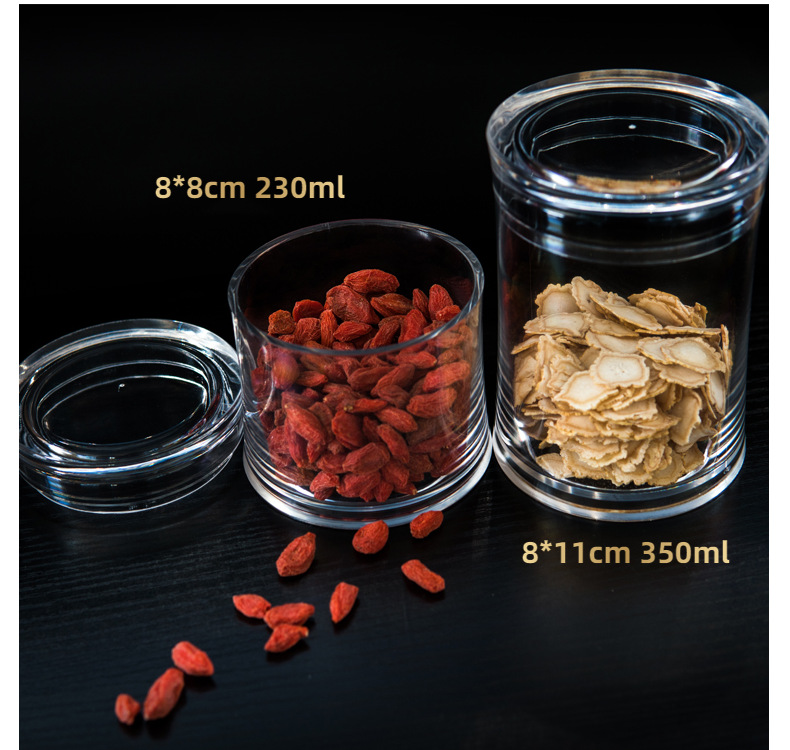 Clear Sealed Acrylic Plastic Storage Canister With Bamboo Lids Food Containers For Tea Coffee Medlar Snacks