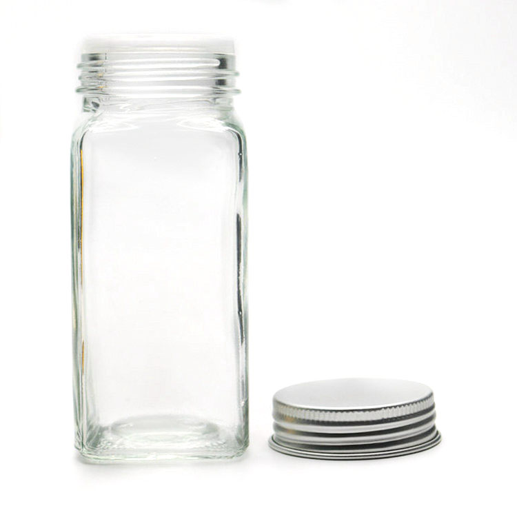 Clear Seasoning Salt Bottle 4oz 6 oz Glass Shaker Bottle Jam Spice Jar Container with Stainless Steel Lid