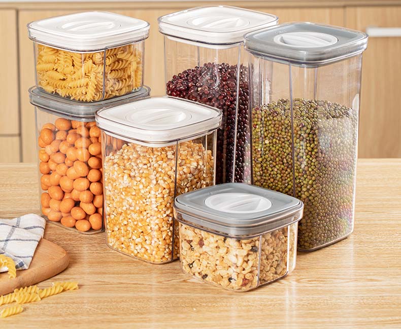 Clear Square Food-Grade Plastic Cereal Containers With Seal Screw Cover For Corn Grains Snacks Dry Food Coffee