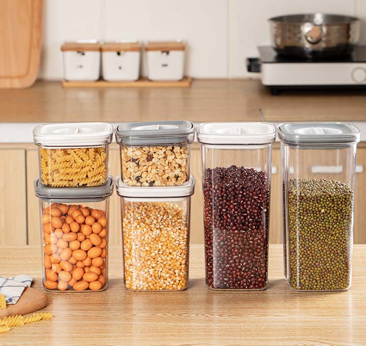Clear Square Food-Grade Plastic Cereal Containers With Seal Screw Cover For Corn Grains Snacks Dry Food Coffee