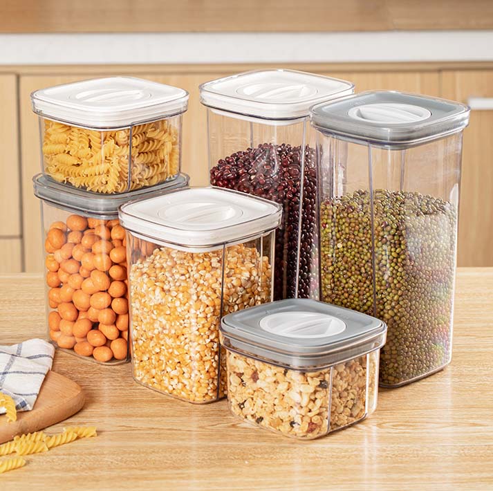 Clear Square Food-Grade Plastic Cereal Containers With Seal Screw Cover For Corn Grains Snacks Dry Food Coffee