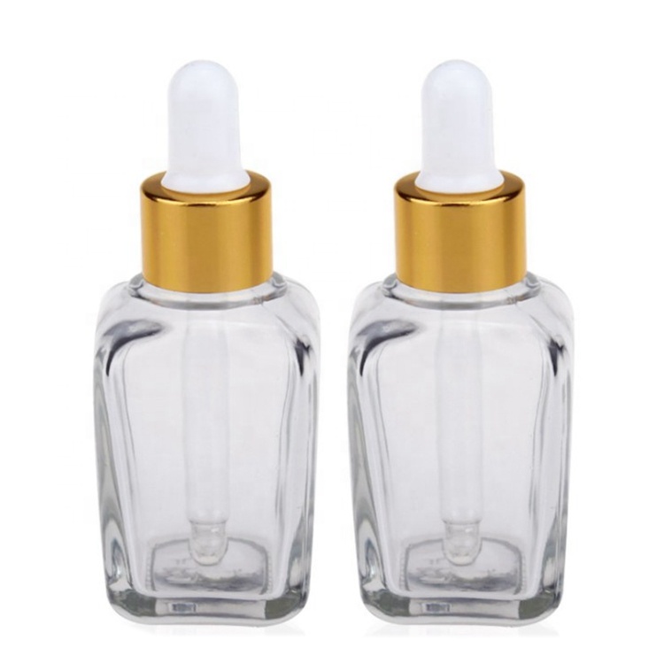 Clear Square Glass Bottle With Dropper For Latex Essence/Essential Oils And Other High-End Cosmetics.