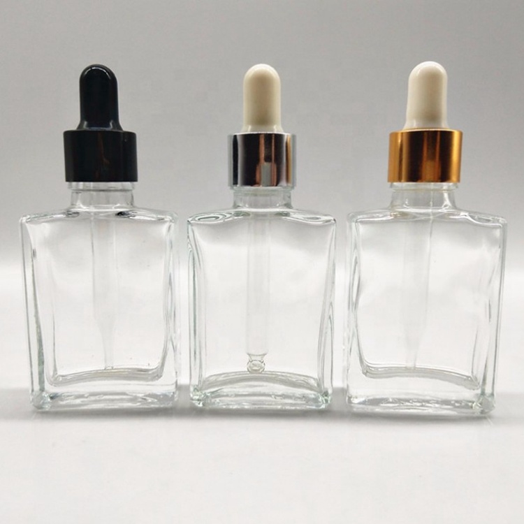Clear Square Glass Bottle With Dropper For Latex Essence/Essential Oils And Other High-End Cosmetics.