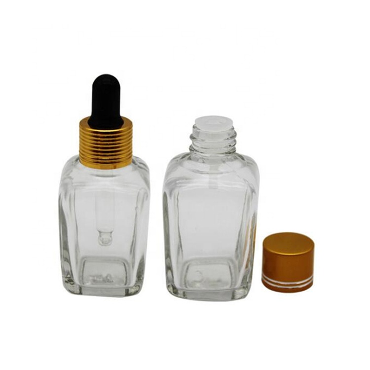 Clear Square Glass Bottle With Dropper For Latex Essence/Essential Oils And Other High-End Cosmetics.