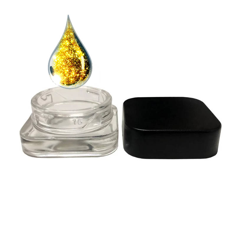 Clear Square Glass Concentrate Containers Jars with Child Resistant Lid