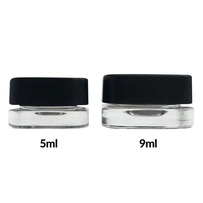 Clear Square Glass Concentrate Containers Jars with Child Resistant Lid