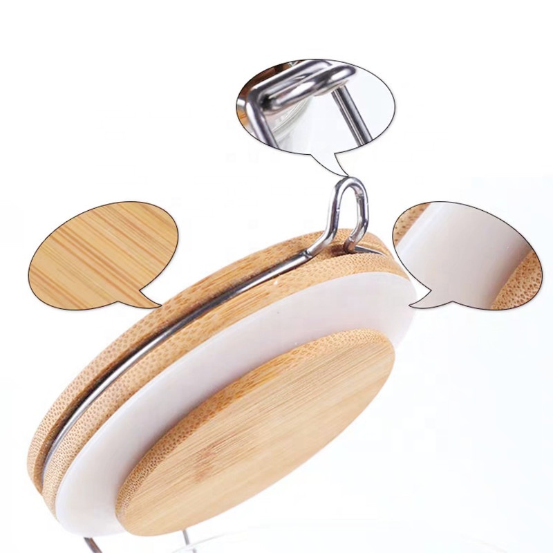 Clear Storage Air Tight Glass Jars With Bamboo Lids