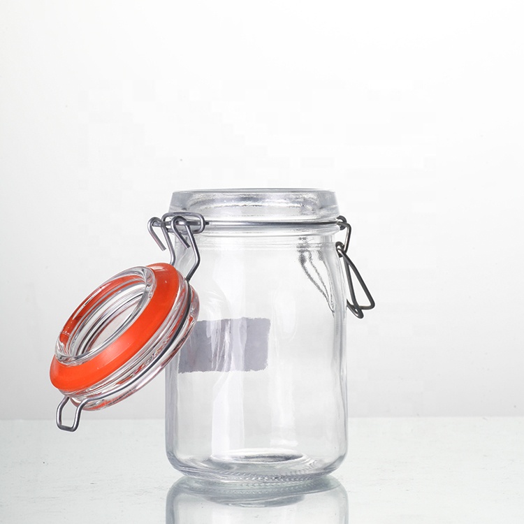 Clear Storage Air Tight Glass Jars With Bamboo Lids