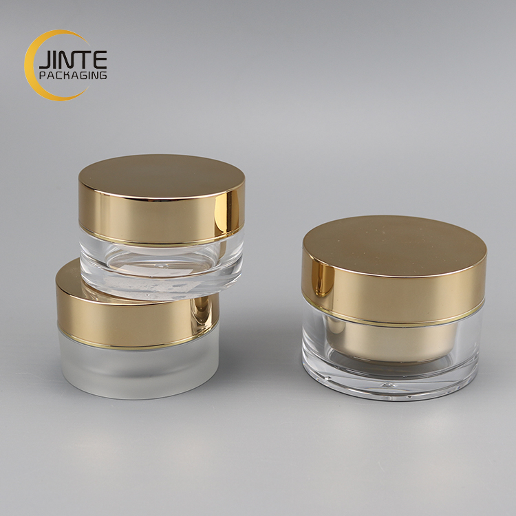 Clear Thick Wall Luxury Cosmetic Container 30ml With Metallic Mirror Effect Liner And Rose Gold Lid
