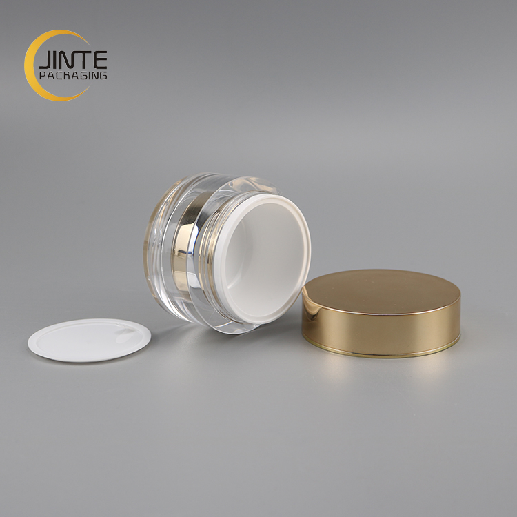 Clear Thick Wall Luxury Cosmetic Container 30ml With Metallic Mirror Effect Liner And Rose Gold Lid