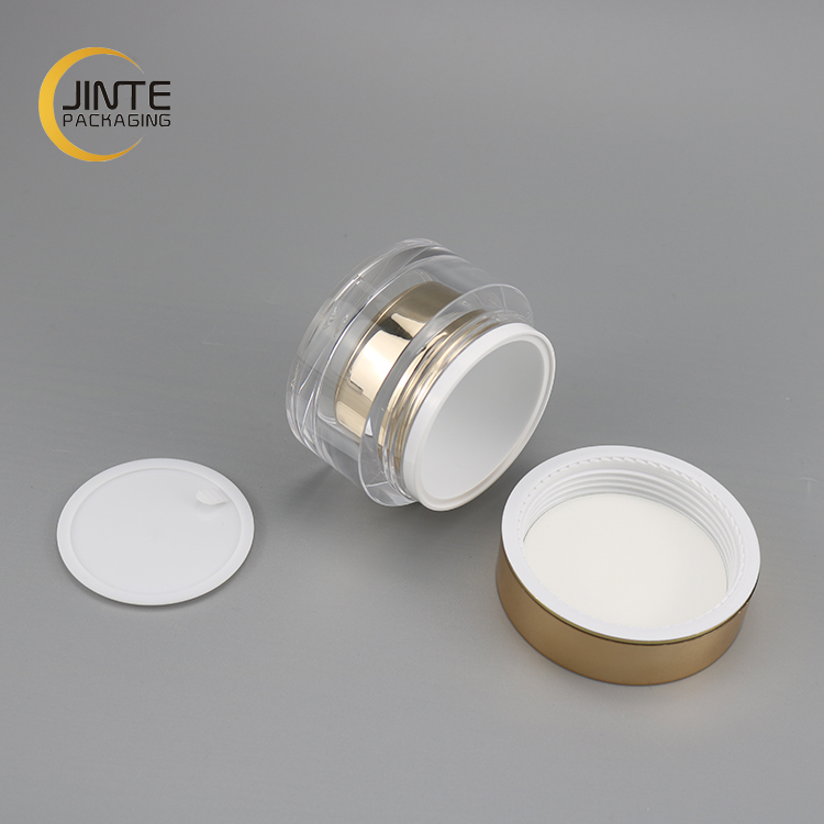 Clear Thick Wall Luxury Cosmetic Container 30ml With Metallic Mirror Effect Liner And Rose Gold Lid