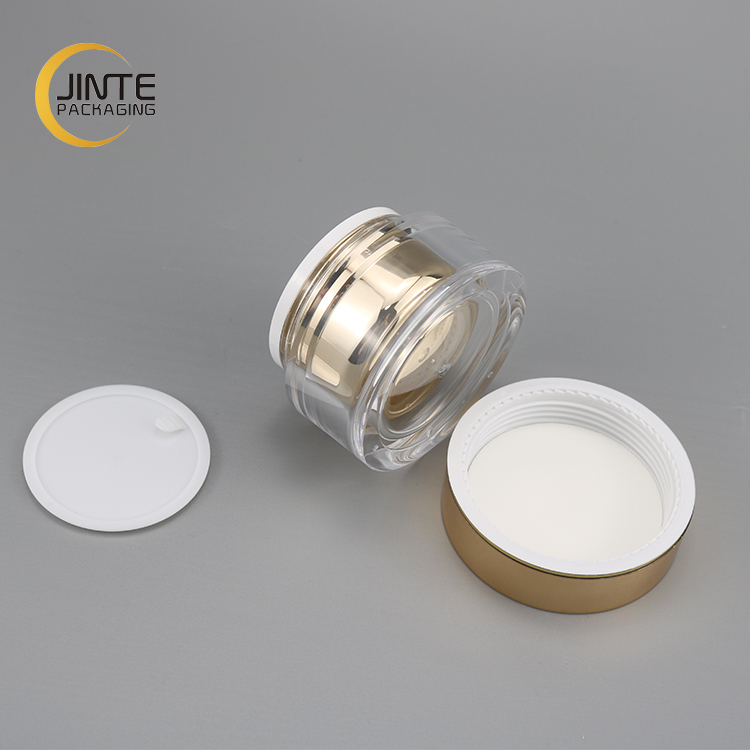 Clear Thick Wall Luxury Cosmetic Container 30ml With Metallic Mirror Effect Liner And Rose Gold Lid