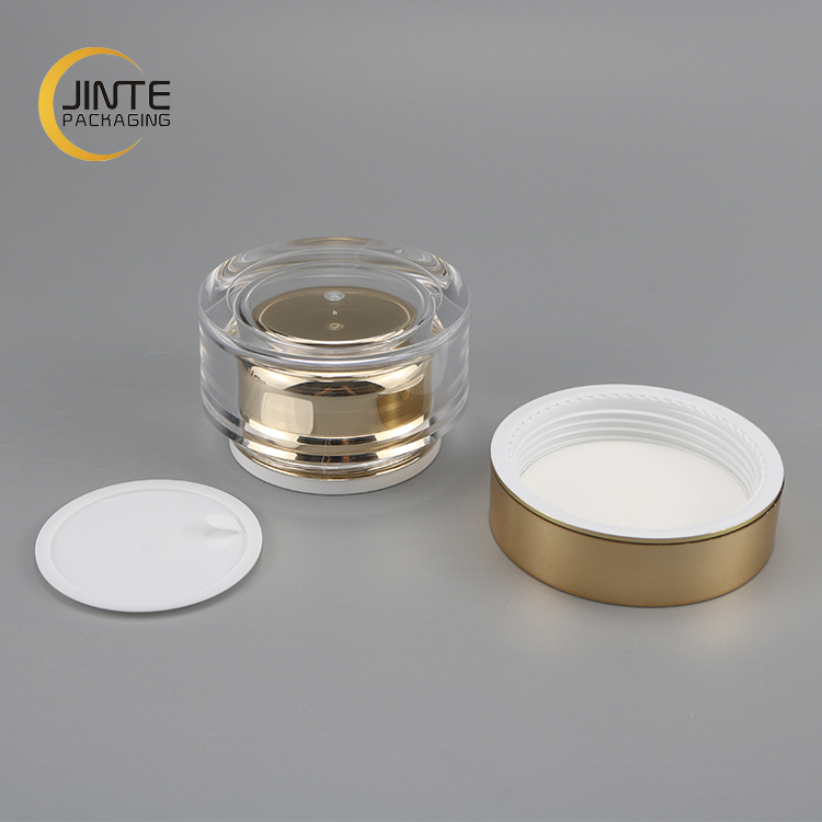 Clear Thick Wall Luxury Cosmetic Container 30ml With Metallic Mirror Effect Liner And Rose Gold Lid