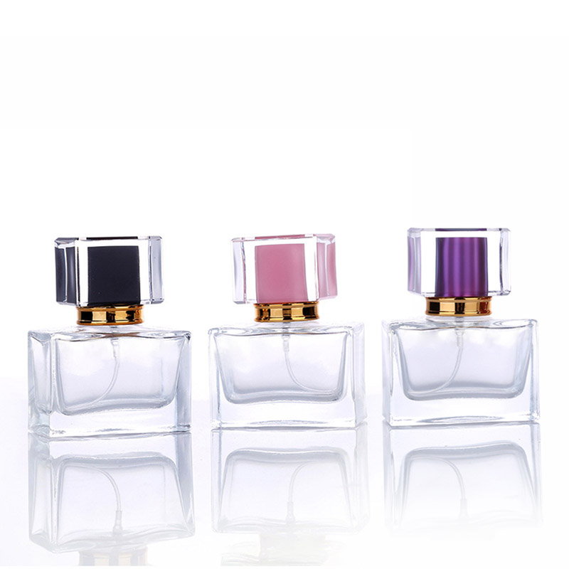 Clear Transparent Empty Glass Spray Perfume Bottles With Crystal Cap