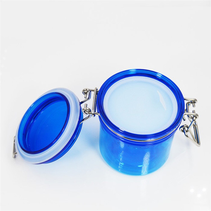 Clear airtight 230ml 8oz plastic mason jar for honey/jam with wooden lid and spoon wholesale