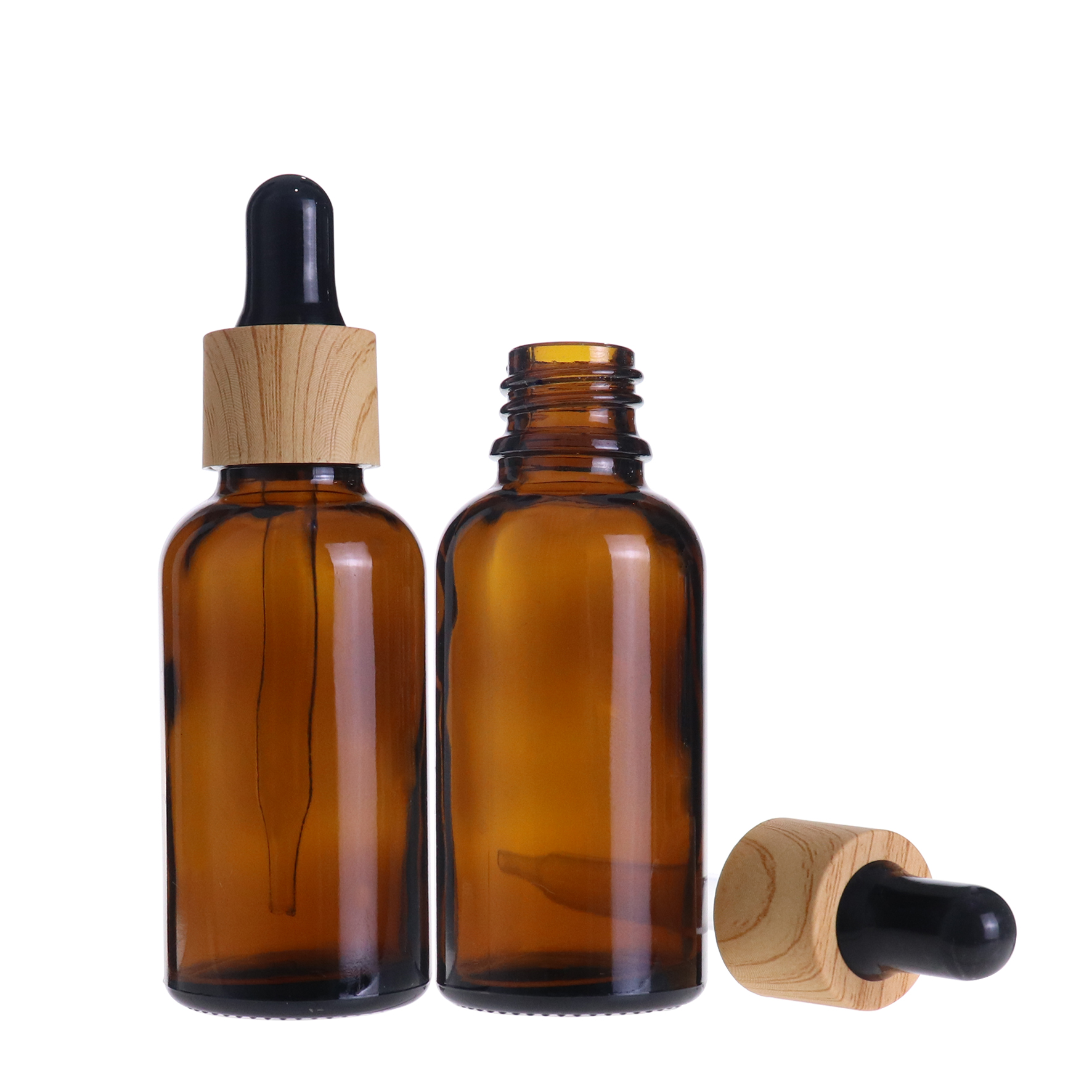 Clear amber frosted  pipette serum  bottle glass e liquid 30 ml bottles with wooden lid