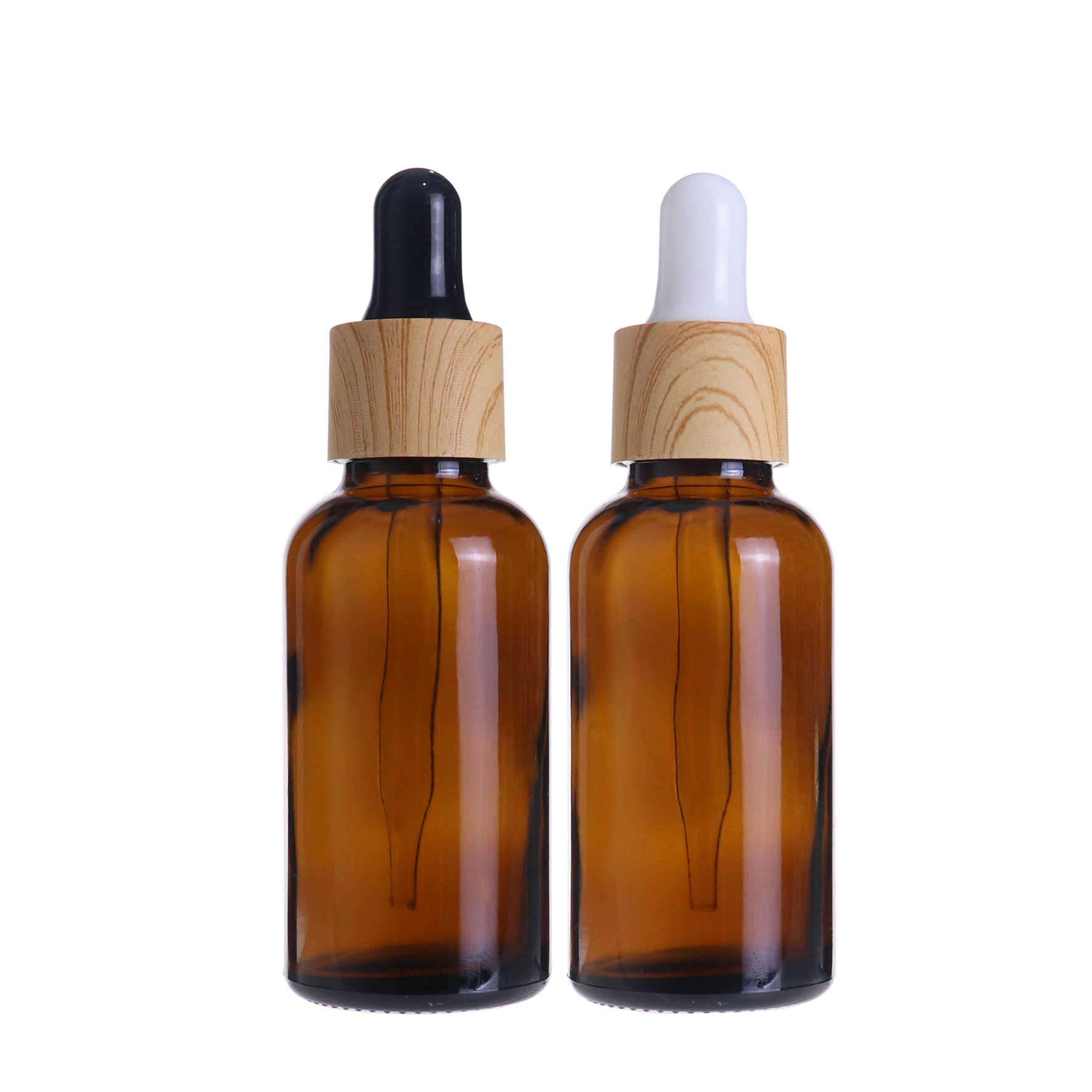 Clear amber frosted pipette serum bottle glass e liquid 30 ml bottles with wooden lid