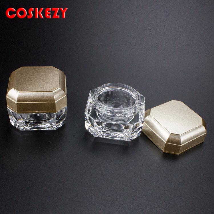 Clear and Golden Wholesale Empty Plastic Cream Can 5g, High Quality Gold Eye Cream Bottle, 10ml Clear Cosmetic Packaging Design