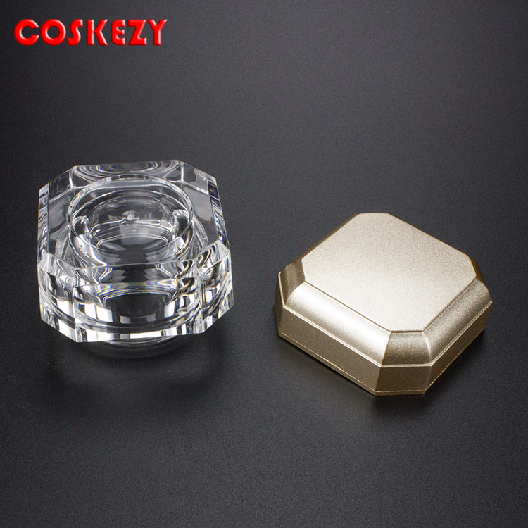 Clear and Golden Wholesale Empty Plastic Cream Can 5g, High Quality Gold Eye Cream Bottle, 10ml Clear Cosmetic Packaging Design