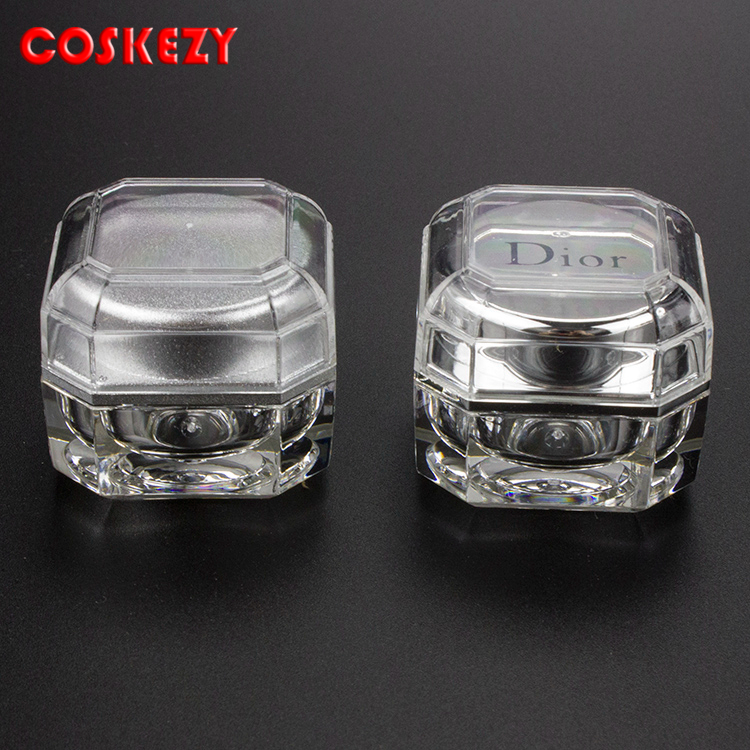 Clear and Golden Wholesale Empty Plastic Cream Can 5g, High Quality Gold Eye Cream Bottle, 10ml Clear Cosmetic Packaging Design