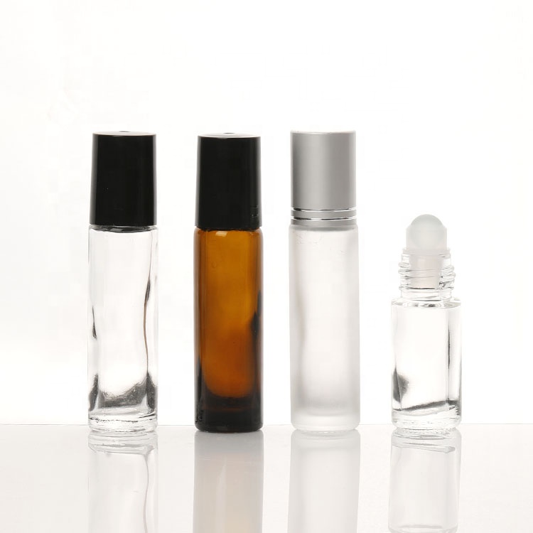 Clear blue amber glass roll on bottles 10ml Essential Oil Perfume Roller VialsWith Roller Ball