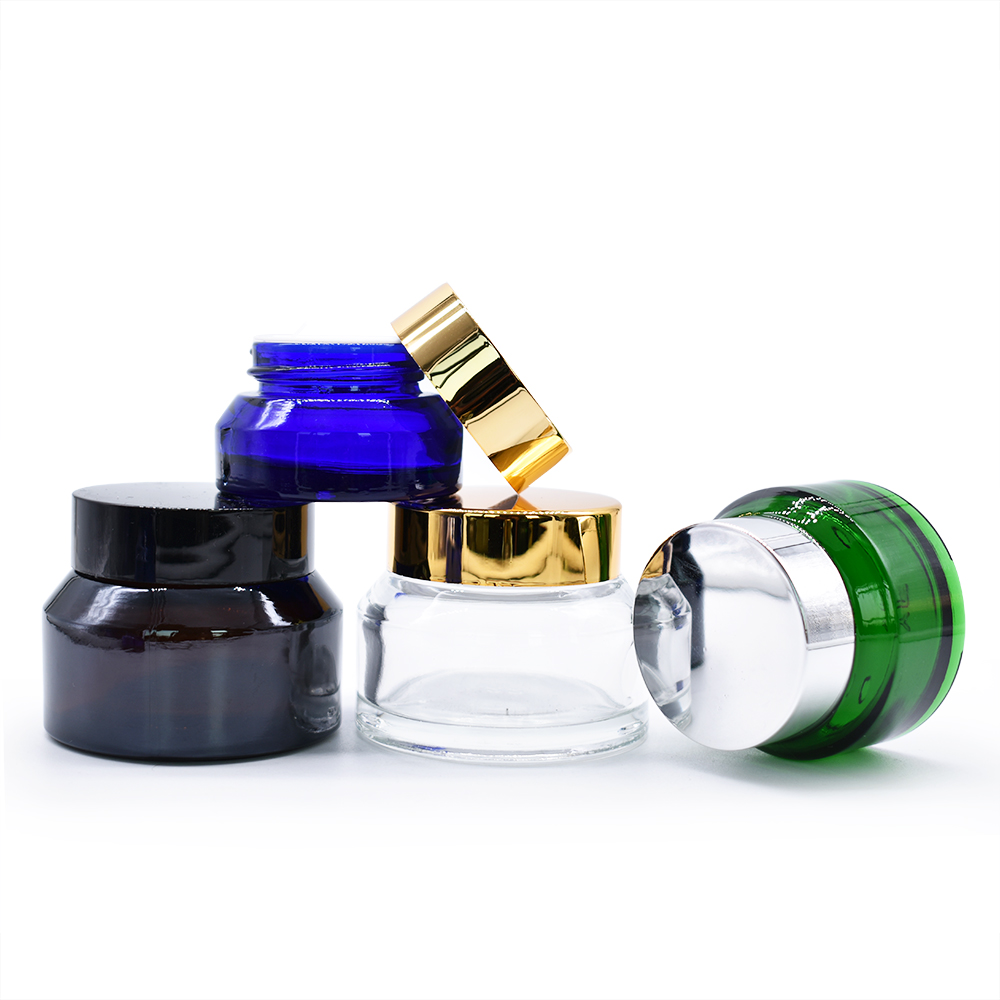 Clear blue green amber 30g tilt glass jar cosmetic jar 20g glass jars