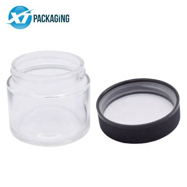 Clear  child resistant clear glass jar  with Child proof lid