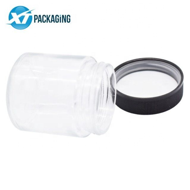 Clear child resistant clear glass jar with Child proof lid