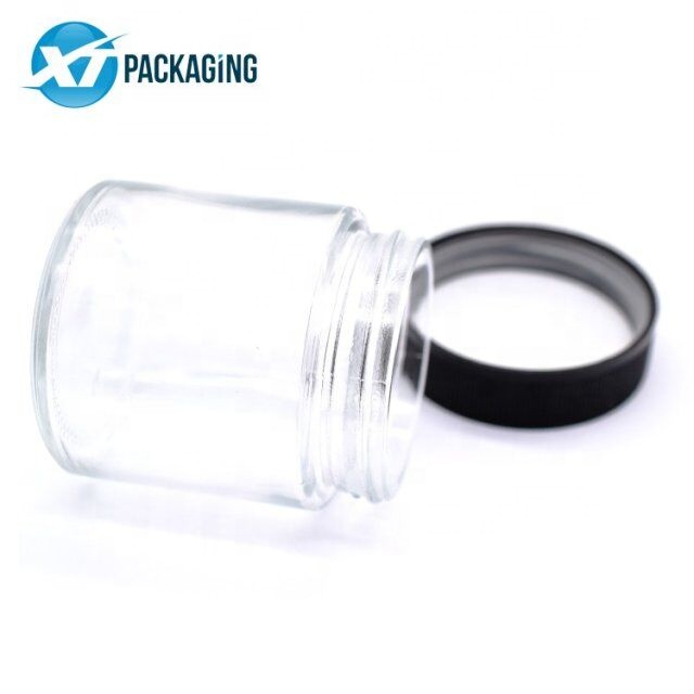 Clear child resistant clear glass jar with Child proof lid