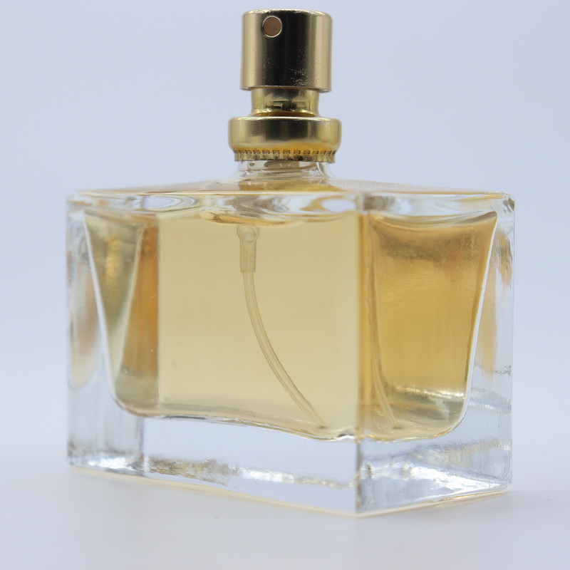 Clear clear french glass 35ml rectangular square perfume bottle with lotion pump cap