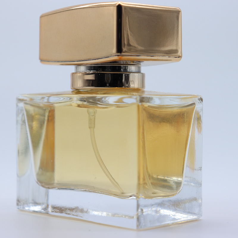 Clear clear french glass 35ml rectangular square perfume bottle with lotion pump cap