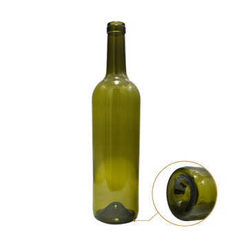 Clear color 750 ml round shape 300H cork Bordeaux Wine glass bottle CY-054