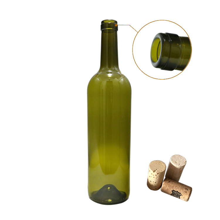 Clear color 750 ml round shape 300H cork Bordeaux Wine glass bottle CY-054