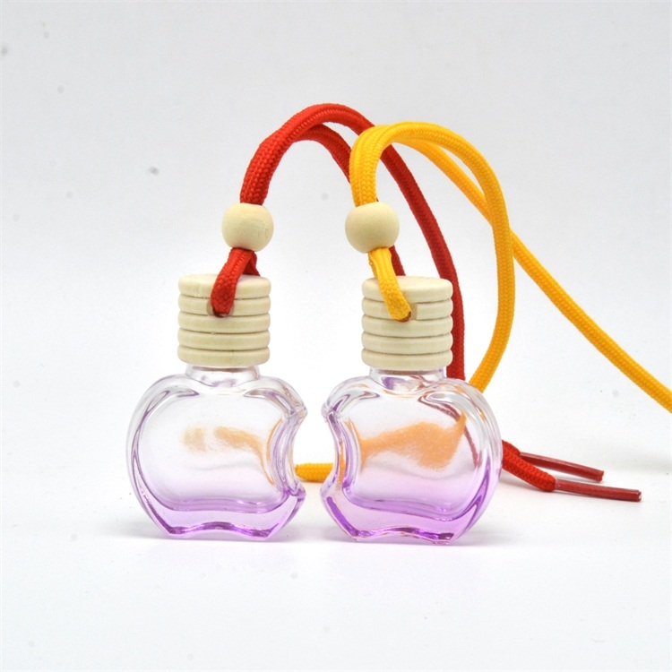 Clear color round hanging rope wooden cap glass car perfume bottle