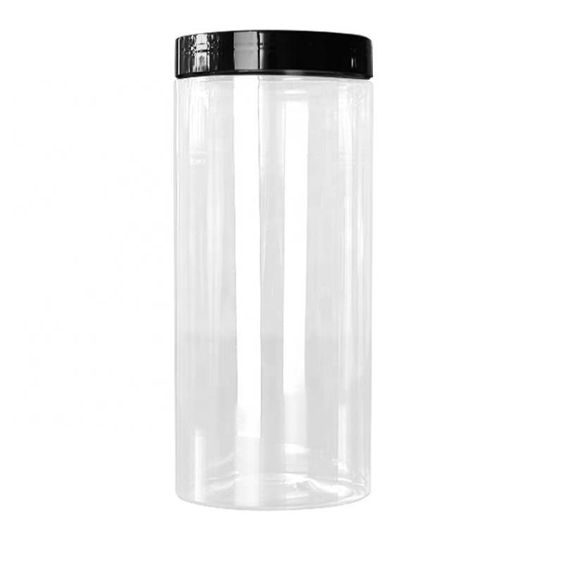 Clear cometic plastic 250ml 500ml 1000ml pet jar with black lid cap