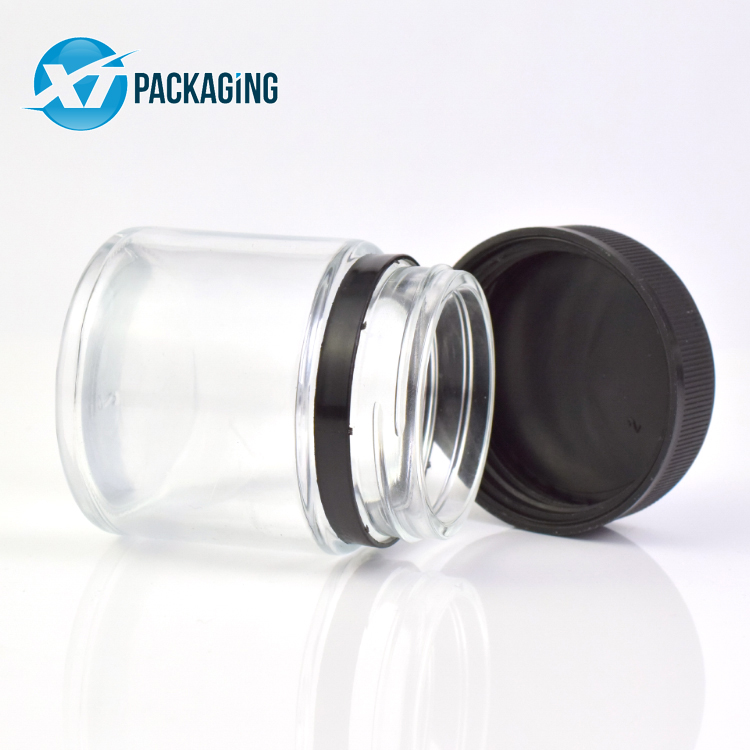Clear concentrate glass jar square glass jar for hemp flower child resistant lid