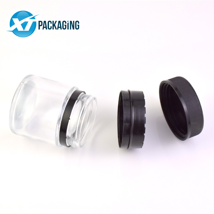 Clear concentrate glass jar square glass jar for hemp flower child resistant lid
