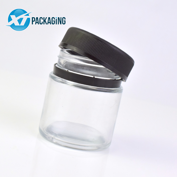 Clear concentrate glass jar square glass jar for hemp flower child resistant lid